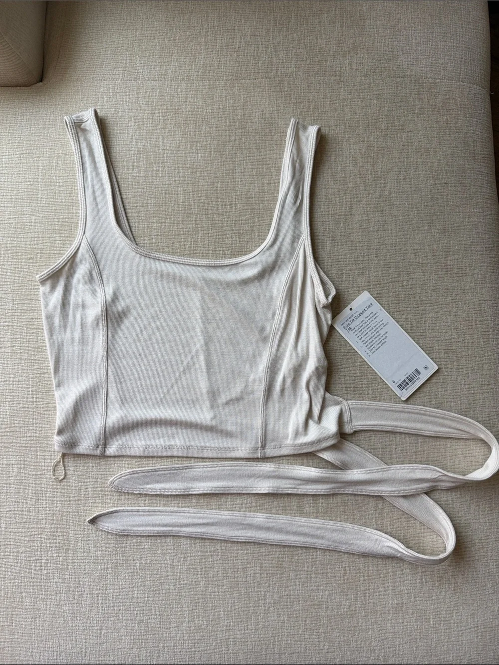 lululemon athletica Cream Ribbed Wrap Crop Tank